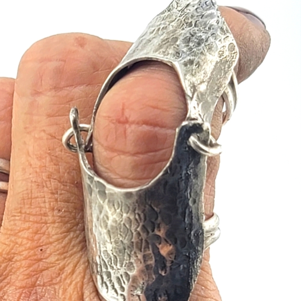 FINGER ARMOR HANDMADE IN STERLING SILVER METAL SIZE 8.5 & 6